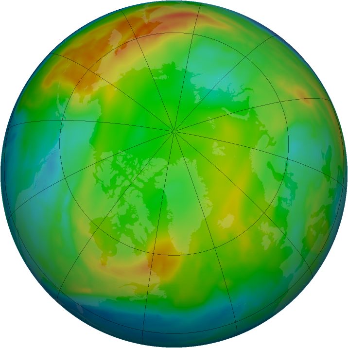 Arctic ozone map for 13 January 2009